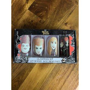 🆕💜 Disney Hocus Pocus Sanderson Sisters 4 Pc Glassware Set 10 oz Tumblers NIB